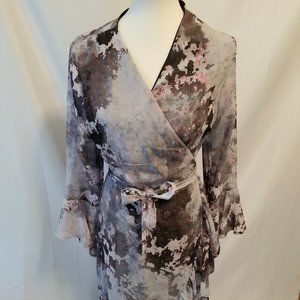 BAR III Womens NEW Gray Floral Wrap Dress Size XXL